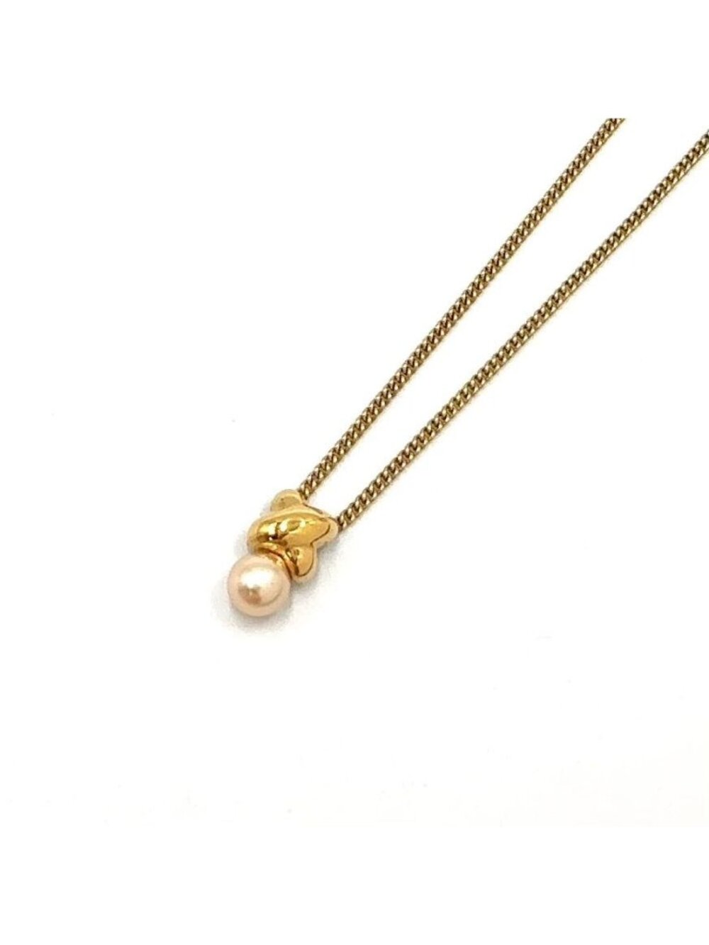 Dior Pearl Motif Faux Off White Gold Necklace
